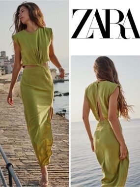 Zara Green Linen Dress